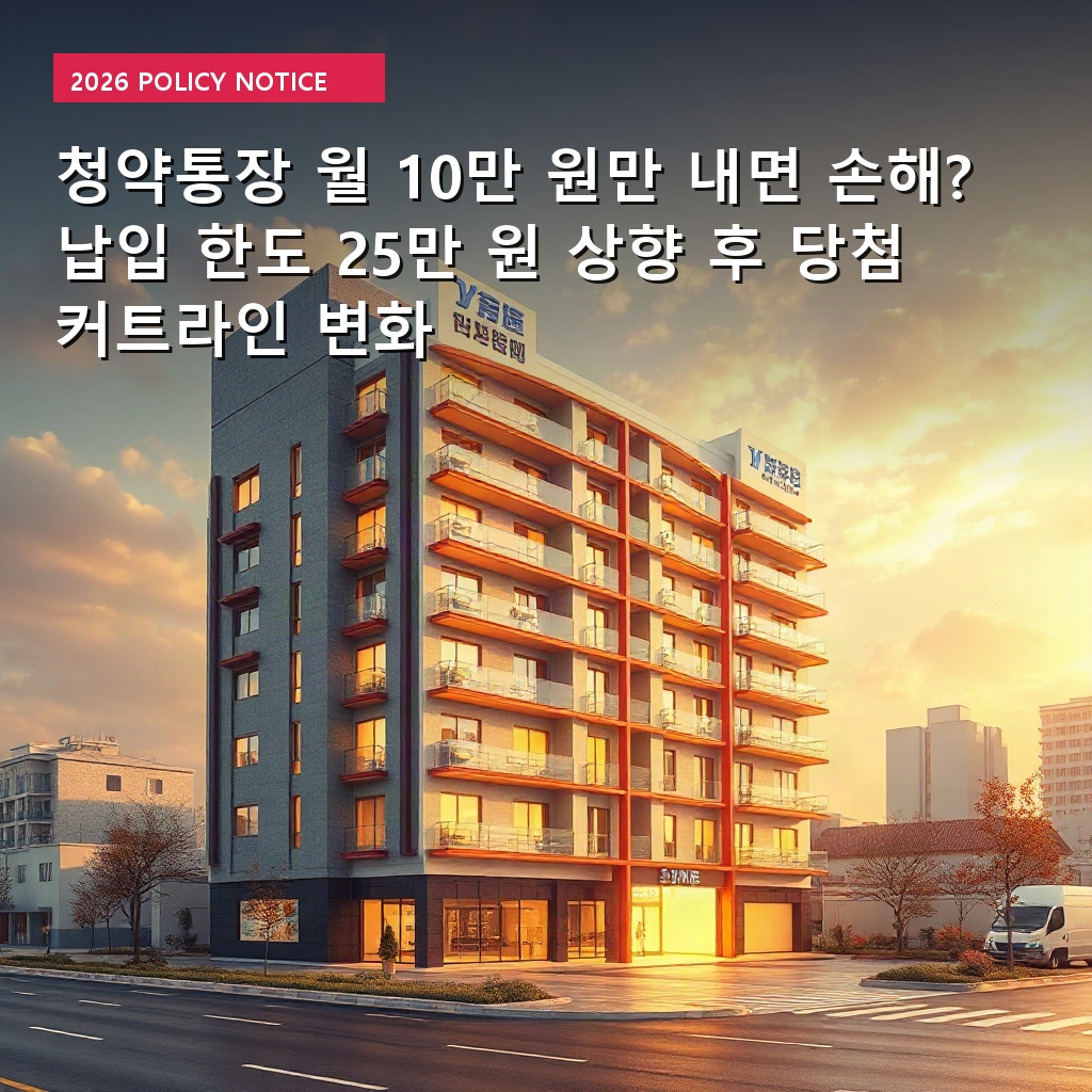 청약통장 월 10만 원만 내면 손해? 납입 한도 25만 원 상향 후 당첨 커트라인 변화
