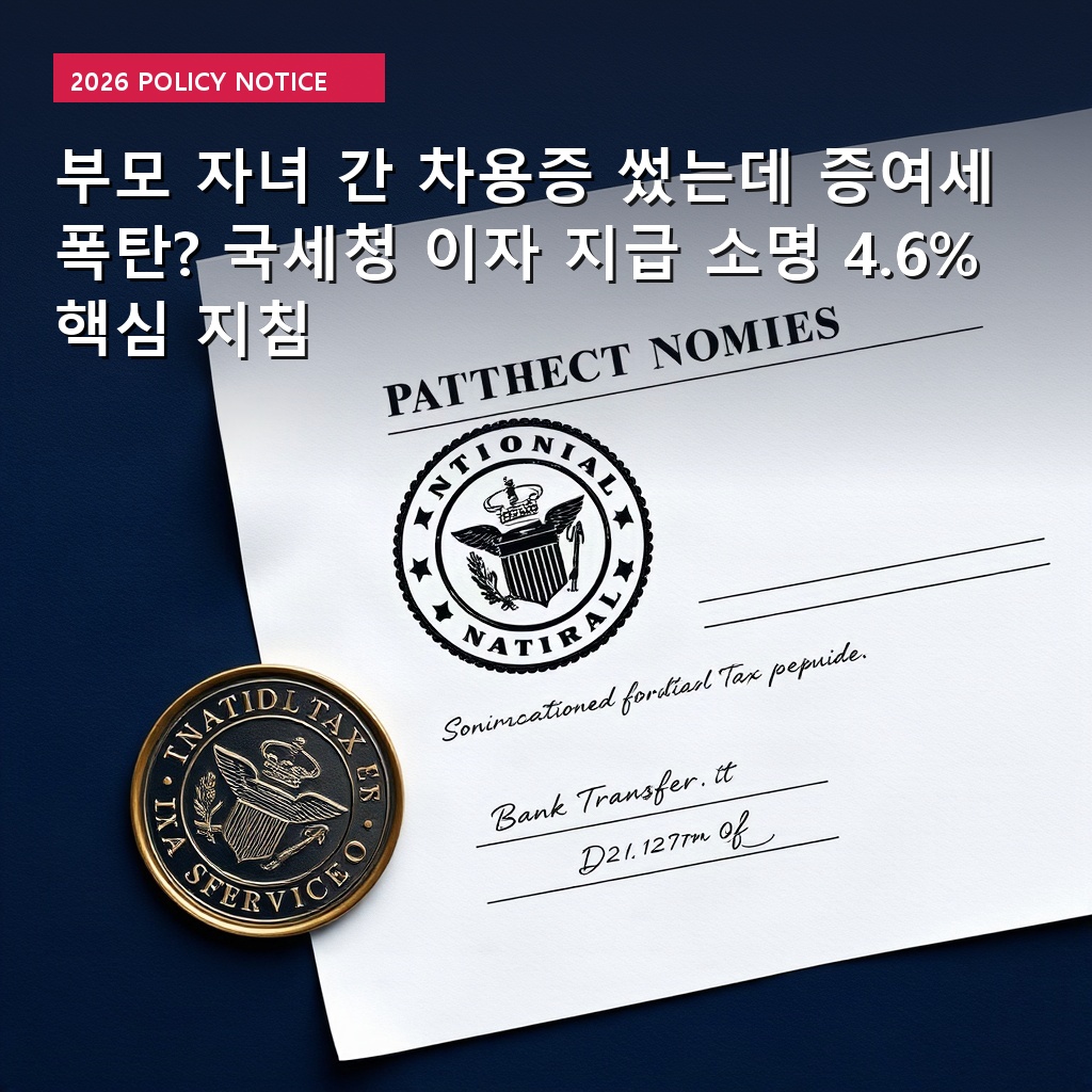부모 자녀 간 차용증 썼는데 증여세 폭탄? 국세청 이자 지급 소명 4.6% 핵심 지침