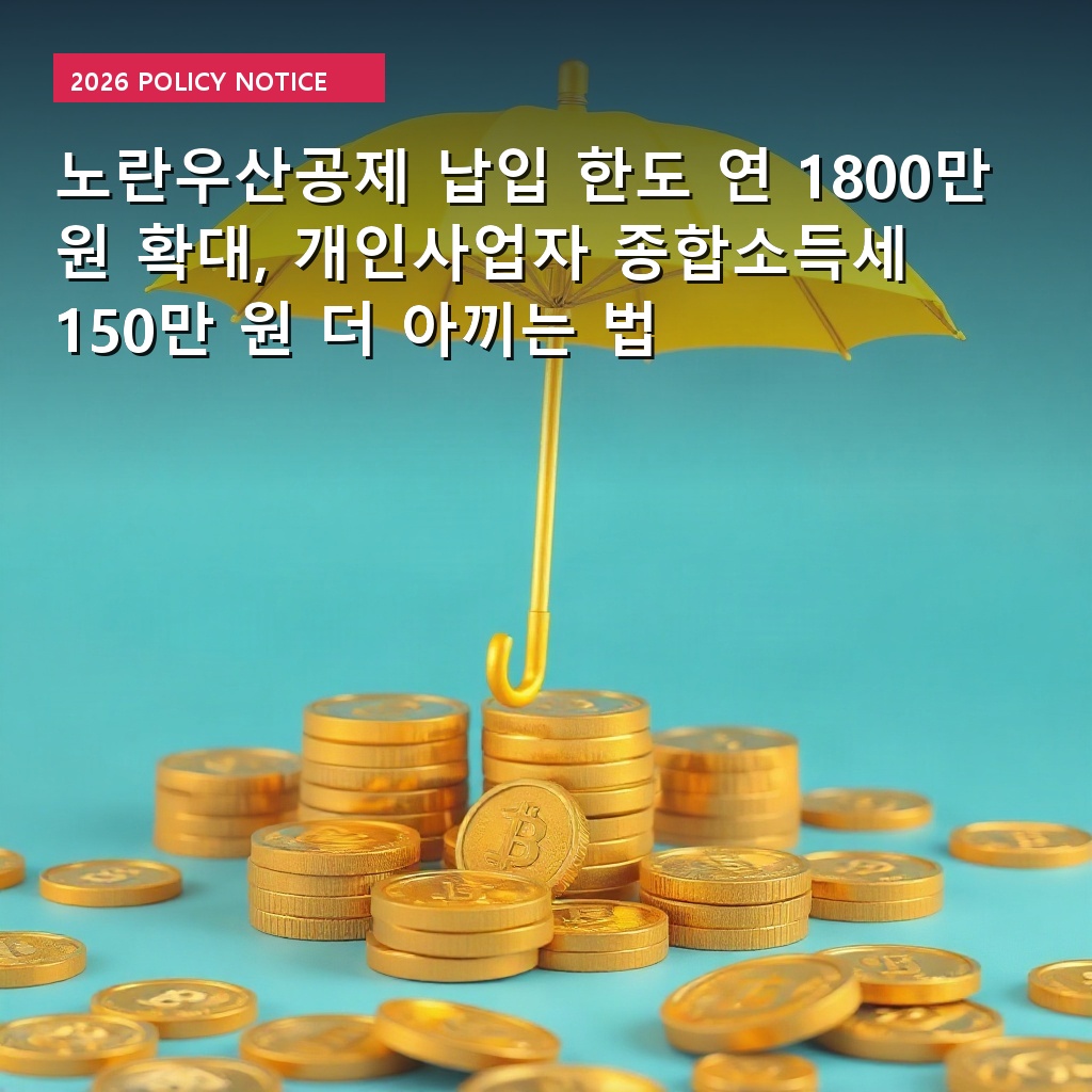 노란우산공제 납입 한도 연 1800만 원 확대, 개인사업자 종합소득세 150만 원 더 아끼는 법
