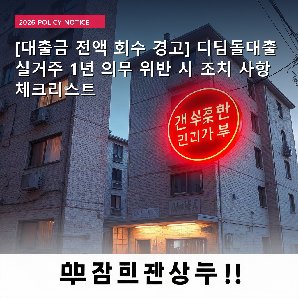 [대출금 전액 회수 경고] 디딤돌대출 실거주 1년 의무 위반 시 조치 사항 체크리스트