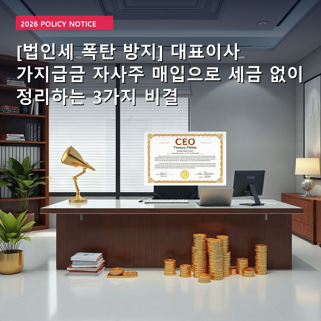 [법인세 폭탄 방지] 대표이사 가지급금 자사주 매입으로 세금 없이 정리하는 3가지 비결