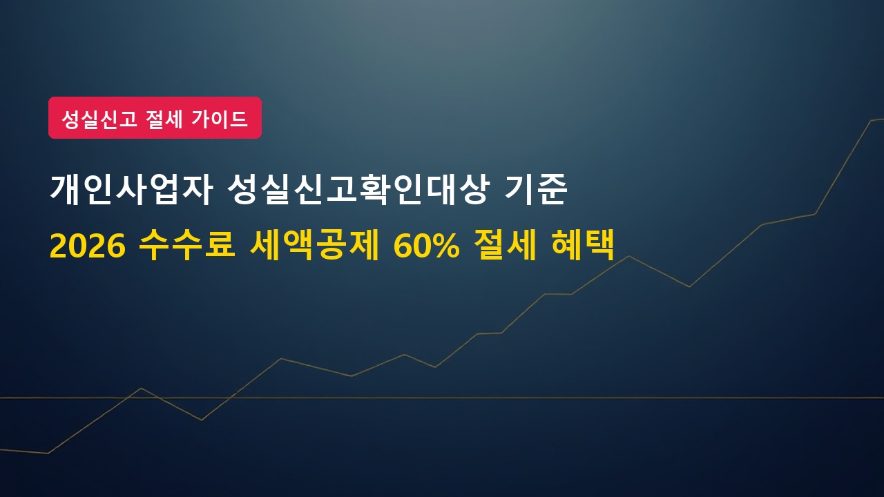 2026년 개인사업자 성실신고확인대상 기준 매출액 및 절세 세액공제 혜택
