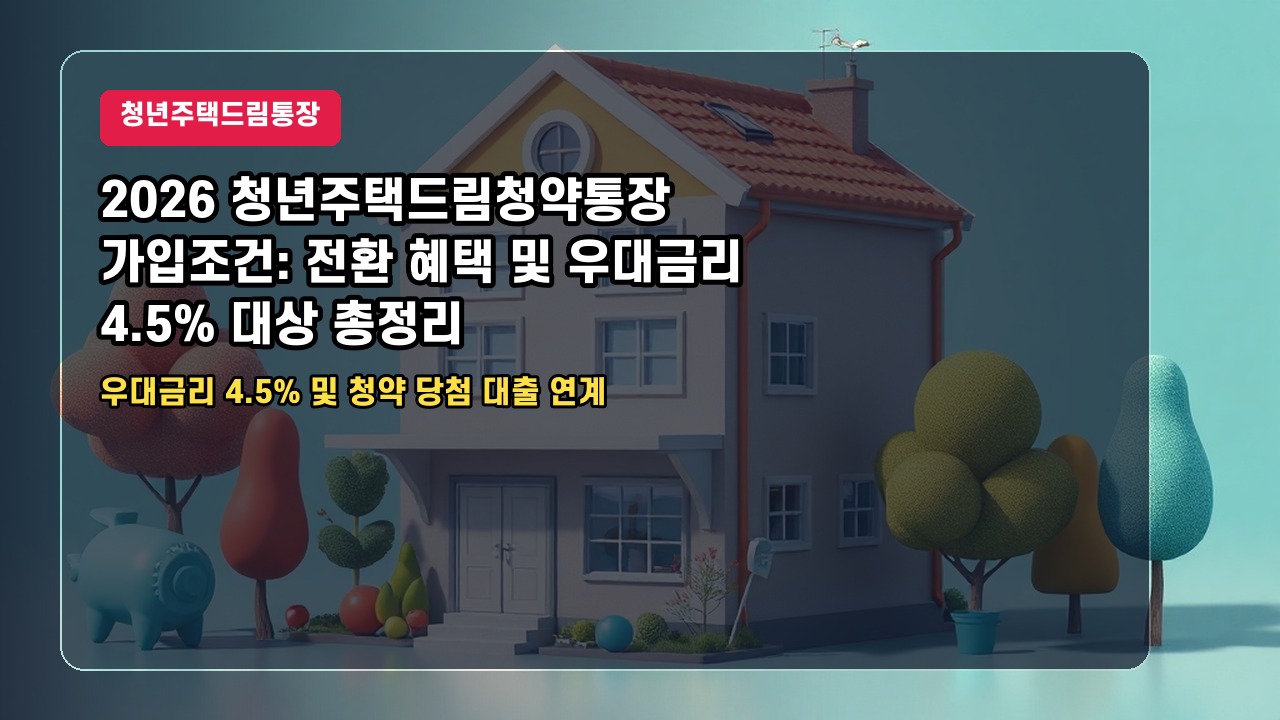 2026 청년주택드림청약통장 가입조건: 전환 혜택 및 우대금리 4.5% 대상 총정리