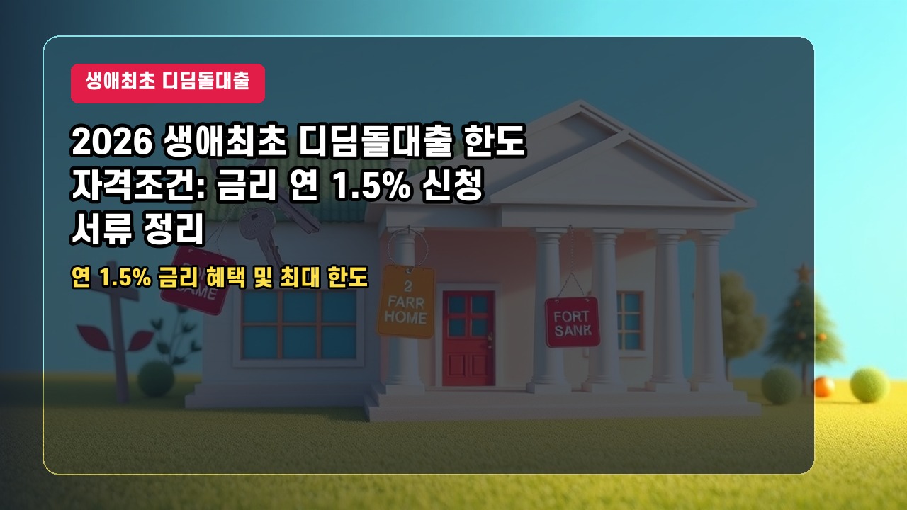 2026 생애최초 디딤돌대출 한도 자격조건: 금리 연 1.5% 신청 서류 정리