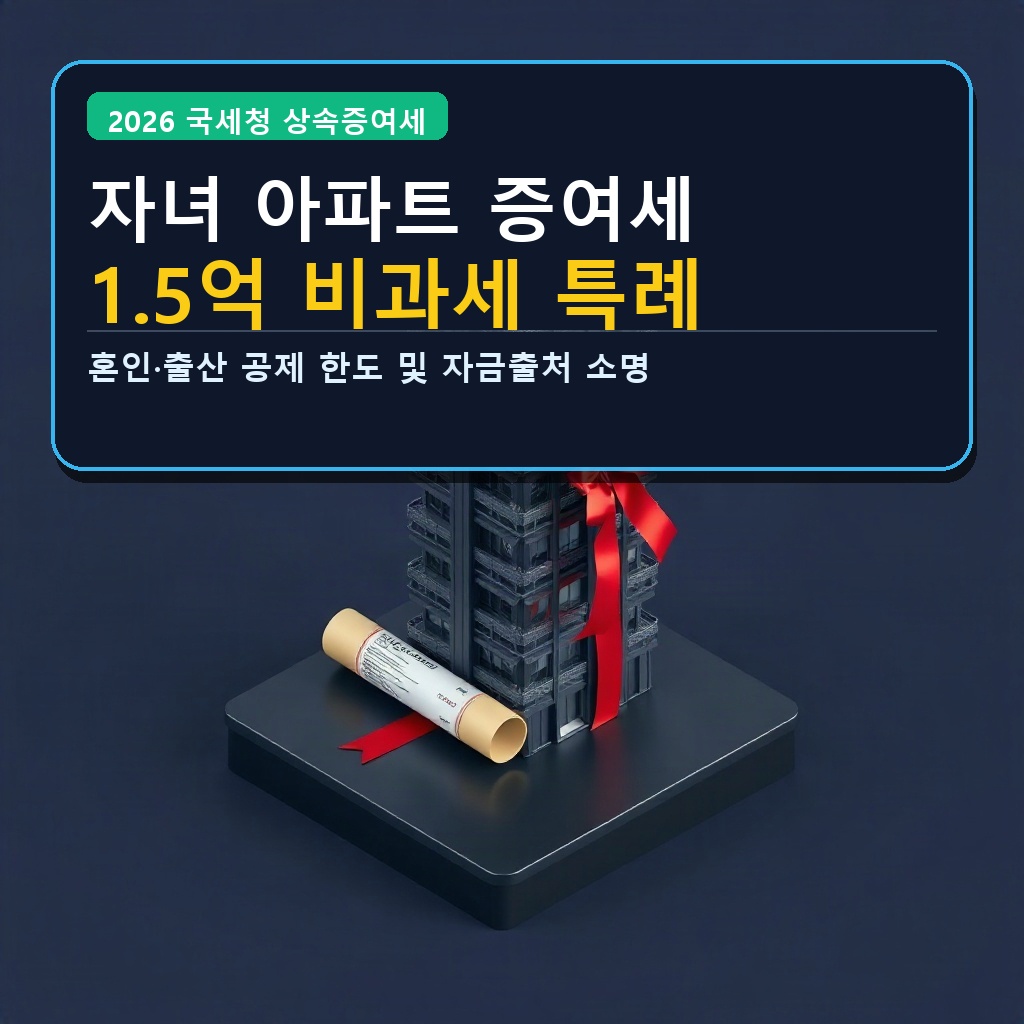 자녀 아파트 증여세 1.5억 비과세 특례