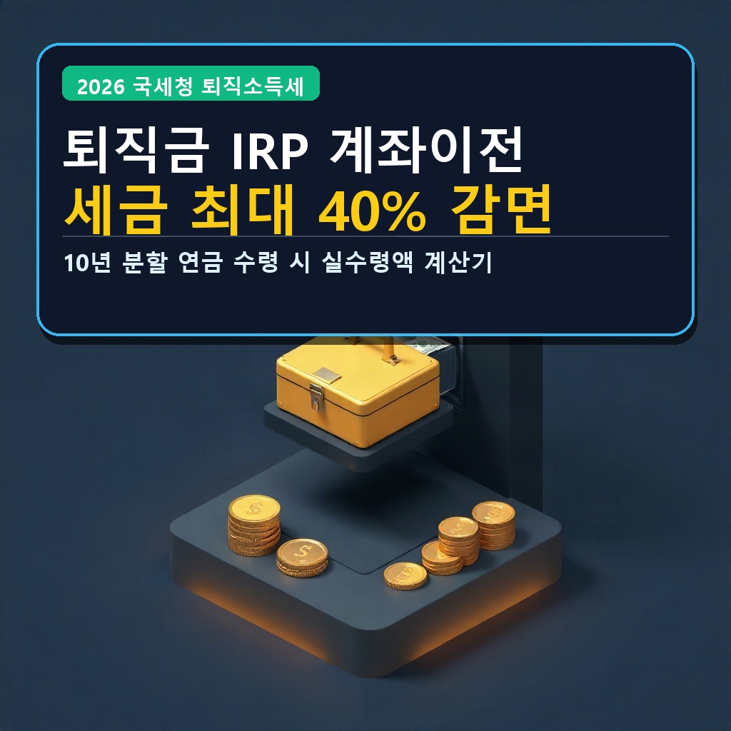 퇴직금 IRP 계좌이전 세금 최대 40% 감면