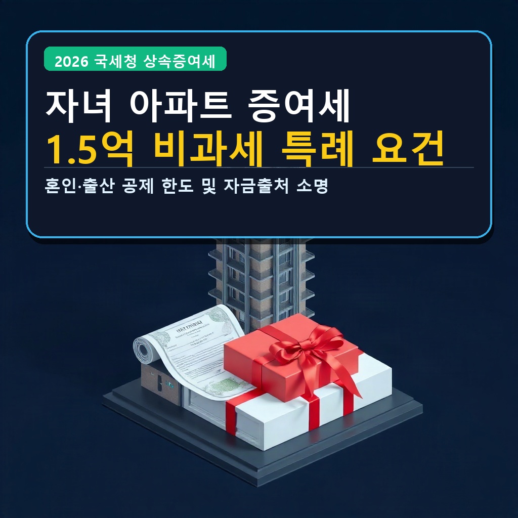 자녀 아파트 증여세 1.5억 비과세 특례 요건