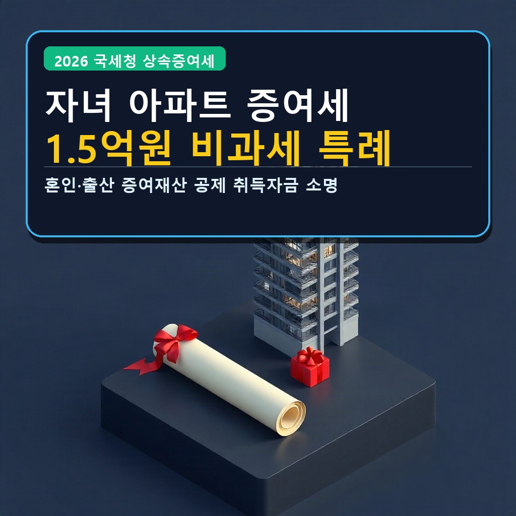 자녀 아파트 증여세 1.5억원 비과세 특례